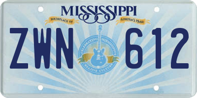 MS license plate ZWN612