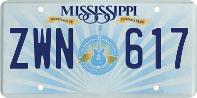 MS license plate ZWN617