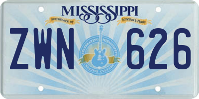 MS license plate ZWN626