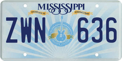 MS license plate ZWN636