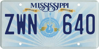 MS license plate ZWN640