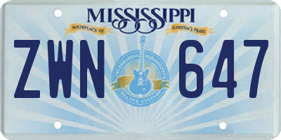 MS license plate ZWN647