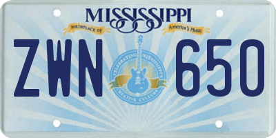 MS license plate ZWN650