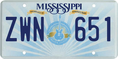 MS license plate ZWN651
