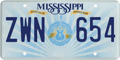 MS license plate ZWN654