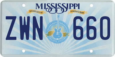 MS license plate ZWN660