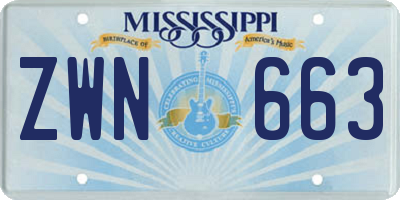 MS license plate ZWN663