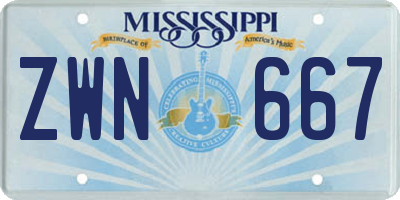 MS license plate ZWN667