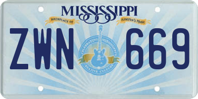 MS license plate ZWN669