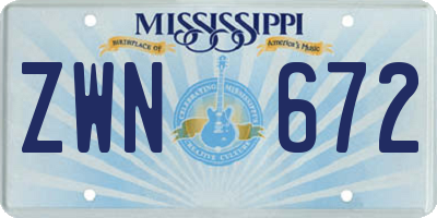 MS license plate ZWN672