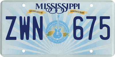MS license plate ZWN675