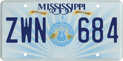 MS license plate ZWN684