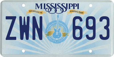 MS license plate ZWN693