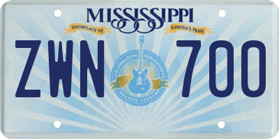 MS license plate ZWN700