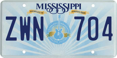 MS license plate ZWN704