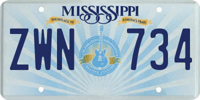 MS license plate ZWN734