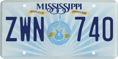 MS license plate ZWN740