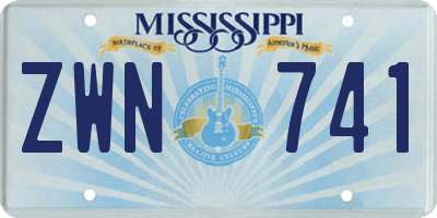 MS license plate ZWN741