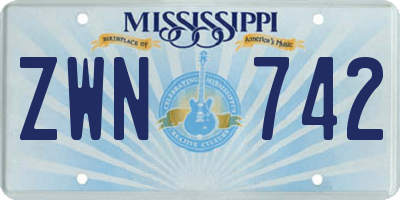 MS license plate ZWN742