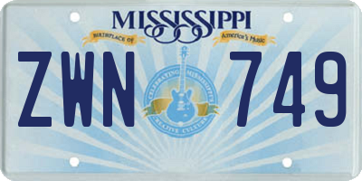 MS license plate ZWN749