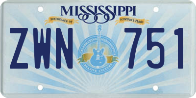 MS license plate ZWN751