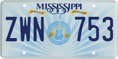 MS license plate ZWN753