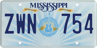 MS license plate ZWN754