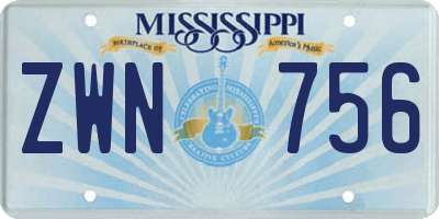MS license plate ZWN756