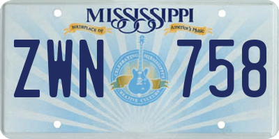 MS license plate ZWN758