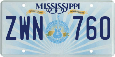 MS license plate ZWN760