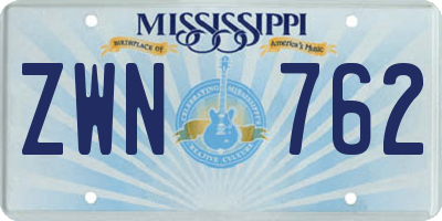MS license plate ZWN762