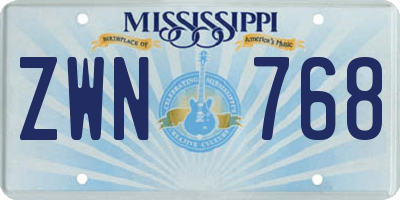 MS license plate ZWN768