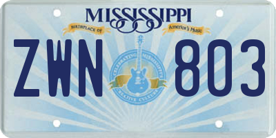 MS license plate ZWN803