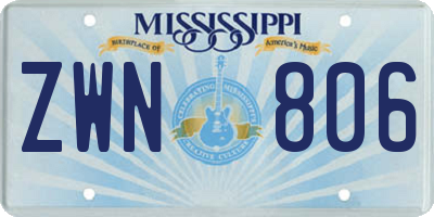 MS license plate ZWN806