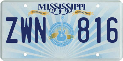 MS license plate ZWN816