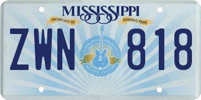 MS license plate ZWN818