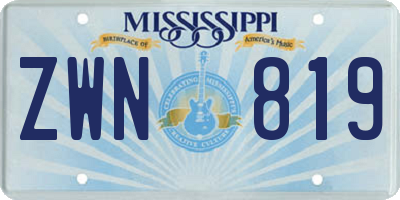 MS license plate ZWN819