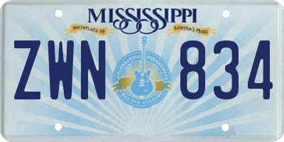 MS license plate ZWN834
