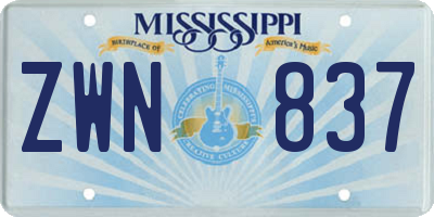 MS license plate ZWN837