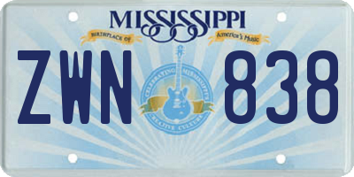 MS license plate ZWN838