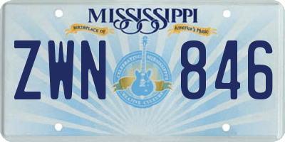 MS license plate ZWN846