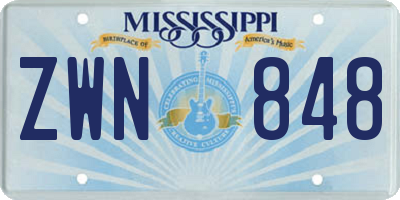 MS license plate ZWN848