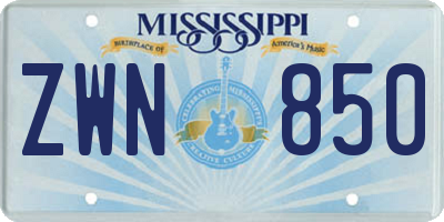 MS license plate ZWN850