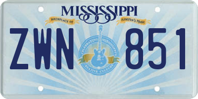 MS license plate ZWN851