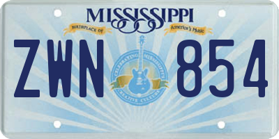 MS license plate ZWN854
