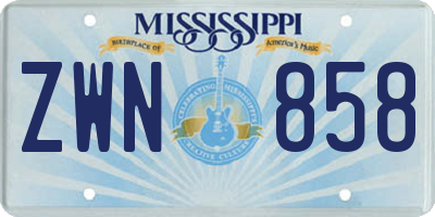 MS license plate ZWN858