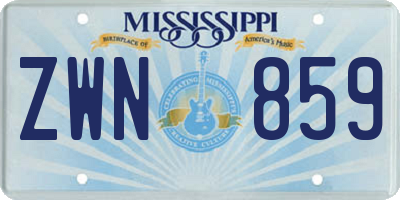 MS license plate ZWN859