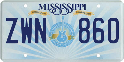 MS license plate ZWN860