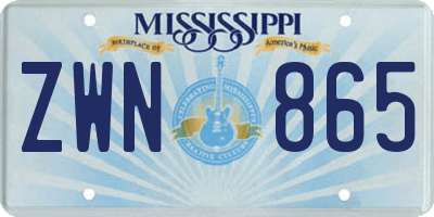 MS license plate ZWN865