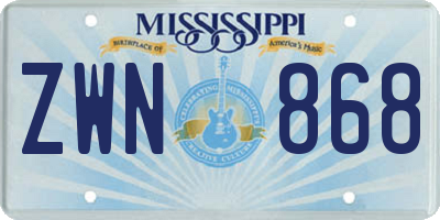 MS license plate ZWN868